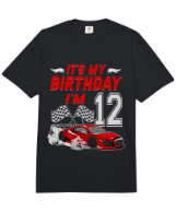 It's My 12th Birthday Boy Race Car Racing 12 Years Old Comfort Colors Adult Heavyweight T-Shirt Largew