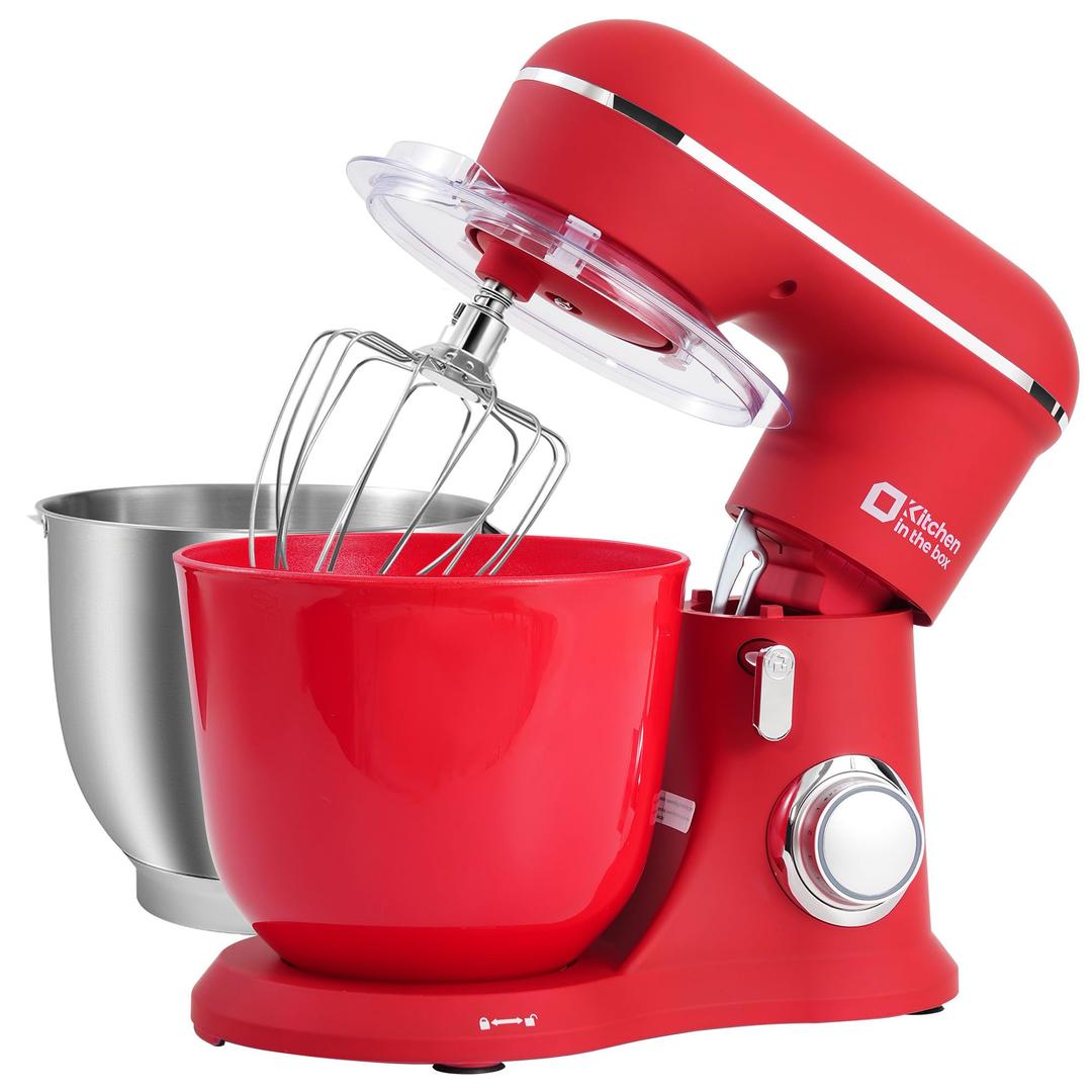 Kitchen in the box Stand Mixer, 4.5QT+5QT Two bowls Electric Food Mixer, 10 Speeds 3-IN-1 Kitchen Mixer for Daily Use with Egg Whisk,Dough Hook,Flat Beater (Matte Red, 5QT) Kitchen in the box Stand Mixer, 4.5QT+5QT Two bowls Electric Food Mixer, 10 Speeds 3-IN-1 Kitchen Mixer for Daily Use with Egg Whisk,Dough Hook,Flat Beater (Matte Red, 5QT)