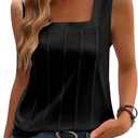 SHENHE Women's Summer Casual Tank Tops Sleeveless Square Neck Slim Fitted Basic Tops (Black, XL)