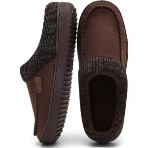 Men's Moccasin Slippers Clogs - House Slippers for Men with Arch Support and Memory Foam Insole, Indoor Outdoor Comfortable House Shoes (13, Brown)