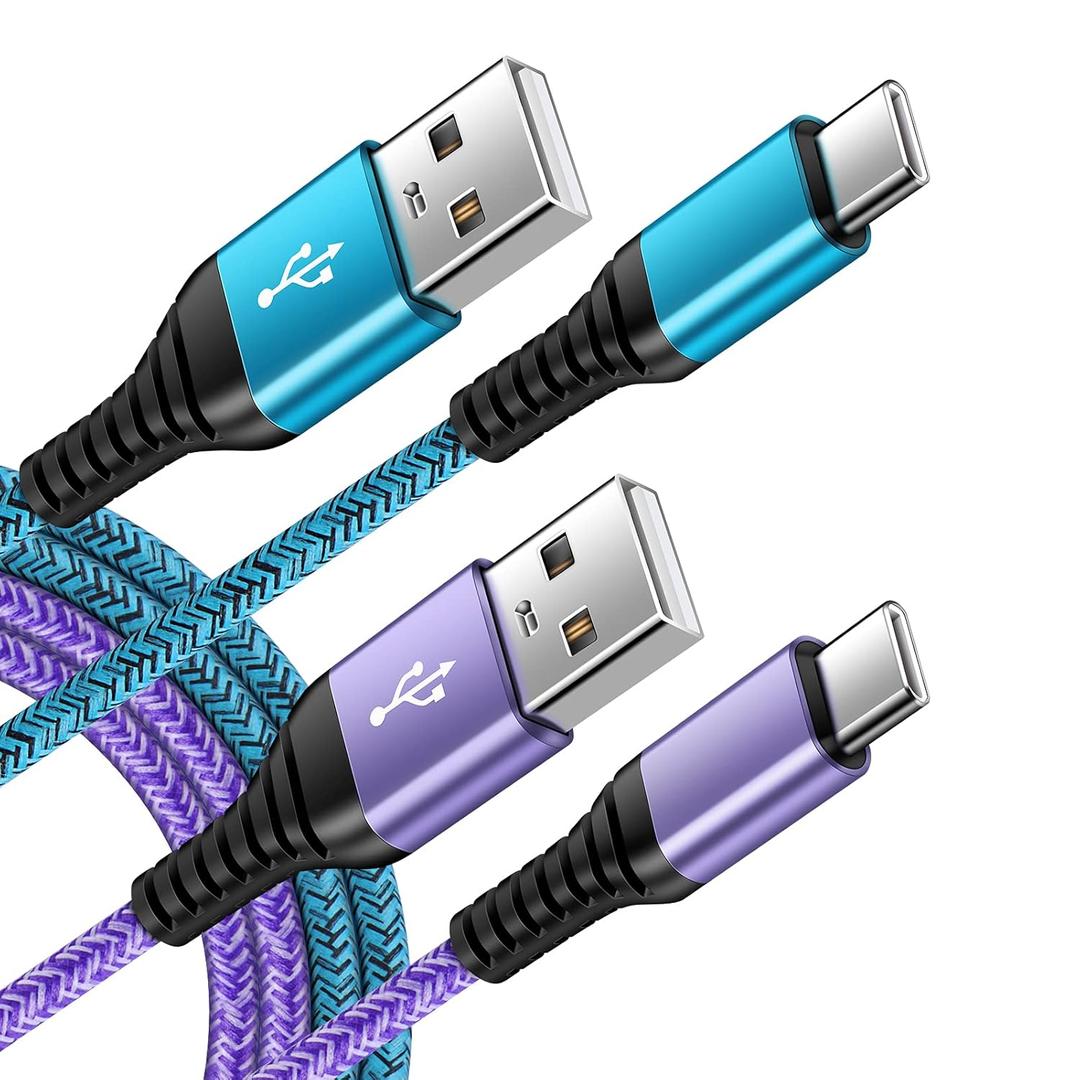 C Charger Cord Fast Charging USB Type C Cable Android Charger Cables 6FT 2Pack for Samsung Galaxy S26 S25 S24 S23 S22 S21 S20 Ultra S20+ Note 20 10 S10 S9 Plus A12 A11 A52 Google Pixel 6 5 4 4a 3a XL