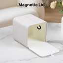 Square Linen Tissue Box Cover with Magnetic Closure, Modern PU Leather Tissue Box Holder for Bathroom Vanity NightStands Bedroom Office Desk, Stylish Cube Tissue Holder