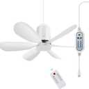 2025 USB Portable Ceiling Fan with Remote Control,Timing,Adjustable 4 Speed,Quiet USB Ceiling Fan Design for Camping,Bed,Tent,Rv,Home