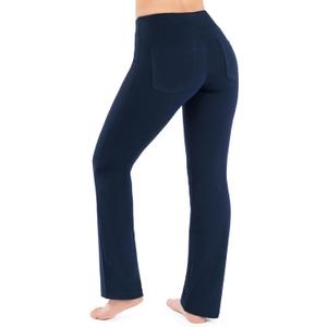 Nirlon Yoga Pants with Pockets - Yoga Pants with Pockets for Women Breathable Leggings with Pockets Regular & Plus Size Pants (18-20, Navy Blue)
