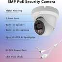 8MP 4K PoE IP Security Dome Camera Outdoor, Full Color Turret IP Camera with Smart Dual Light, Two Way Talk, SD Card Slot, 98ft Night Vision, 110Wide Angle, Human/Vehicle Detection