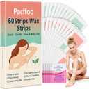 Wax Strips for Hair Removal: 60 Count (40 Large Body & 20 Face) Ready to Use Cold Waxing Kit for Women & Men Bikini, Underarm, Legs, Arms, Upper Lip, Chin, Sensitive Skin
