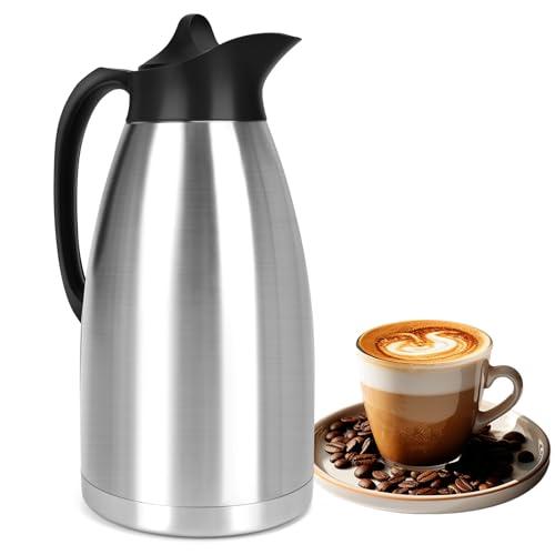 Yummy Sam Thermal Coffee Carafe Stainless Steel 102oz(3 Lifter) Double Walled Vacuum Coffee Water Beverage Dispenser 12 Hour Heat Retention/24 Hour Cold Retention (Silver)