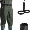 OXYVAN Chest Waders with Boots for Men & Women, Nylon/PVC Lightweight Fishing Wader with Boots Hanger (M9/W11, Army Green)