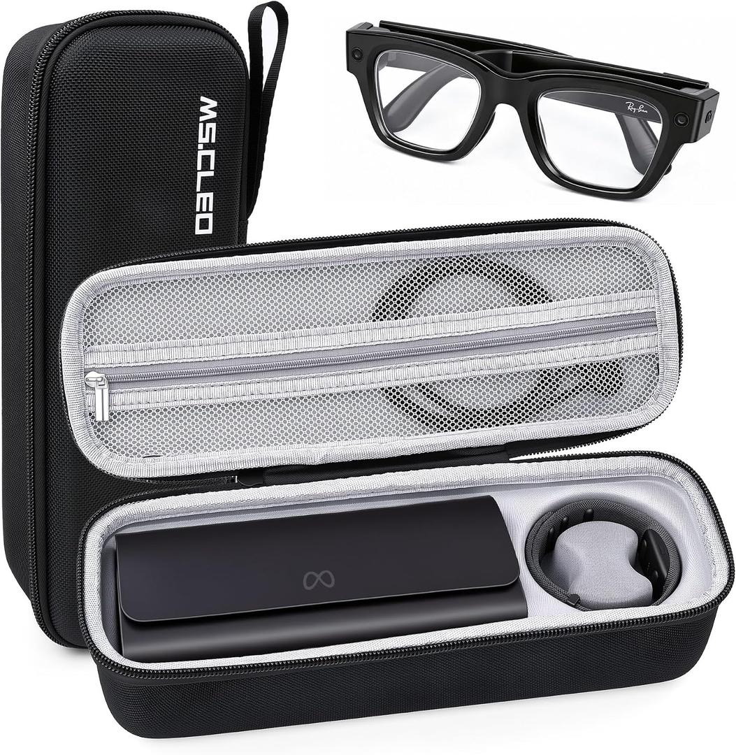 Hard Case for Ray-Ban Meta Display Glasses and Neural Band, Black