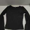 Artfish Women's Square Neck Long Sleeve Ribbed Slim Fitted Casual Basic Crop Top (S, Black)