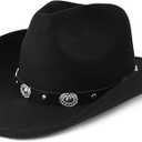 Zylioo Plus Size Felt Cowboy Hats,2XL/XL/L/M/S/XS Western Fedora Hat Warm,Multi Size Wide Brim Cowgirl Hat for Man Woman
