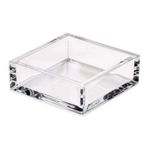 Rebecca Luxurious Cocktail Acrylic Napkin Holder for Table, Kitchen or Luncheon, Bar Napkin Holder, Clear Modern Acrylic Square Tray, Versatile Snack, Party, Food, and Accessory Organizer, 6"x6"