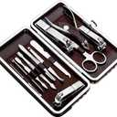 Manicure, Pedicure Kit, Nail Clippers, Professional Grooming Kit, Nail Tools with Luxurious Travel Case, Set of 12 (Nail Clippers 12Pcs)