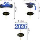 3 x Graduation Cupcake Toppers 2026,48 PCS Graduation Decoration,Class of 2026 Food Appetizer Picks,Graduation Party Supplies/Food Appetizer Picks Mini Cake Decor (Blue)