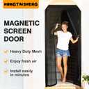 Magnetic Screen Door, 35" x 85" Auto Closure Mesh Curtain, Heavy-Duty Windproof Bug Screen, Pet & Kid Friendly, Fits Front/Sliding/Patio Door, Black