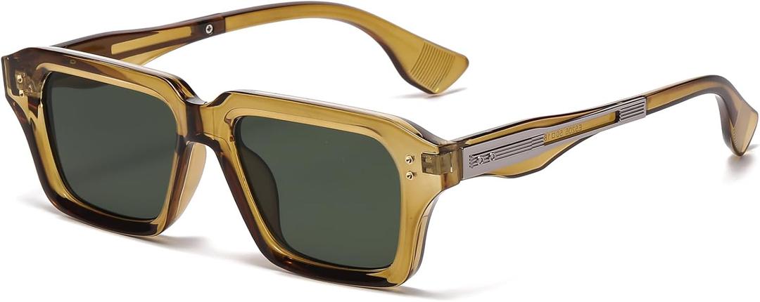 AIEYEZO Rectangle Sunglasses for Men Women Fashion Square Frame Sun Glasses 90s Retro Designer Shades