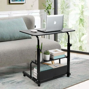 Small Desk for Laptop Small Space Portable Table Living Room Sofa Bedroom Bedside with Storage Home Office Adjustable Height Desk Removable Home Office Table Furniture Size 32 * 16 Inch Black D