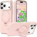 ZHK Liquid Silicone Designed for iPhone 17 Pro Max Case with Magnet Stand, [Precise Camera Lens Protection][Mil-Grade Drop Shockproof][Soft Anti-Scratch Microfiber Lining] Slim Fit Cover, Pink