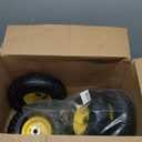 AR-PRO (4-Pack) 4.10/3.50-4" Flat Free Tire and Wheel - 10 Inch Solid Rubber Tires with 5/8" Bearings, 2.2" Offset Hub - Compatible with Garden Wagon Carts,Hand Truck,Wheelbarrow,Dolly,Utility Cart (Yellow)
