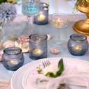 19 Pcs Blue Vintage Candle Holders - Bulk Glass Holders for Party & Wedding Decoration
