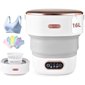 Mini Portable Washing Machine Travel, Portable Foldable Mini Washing Machine for Apartments Dorms Camping Travel Laundry with Spin Baby Clothes (Grey)