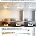 17.7" Socket Fan Light, 3000 Lumens Small Ceiling Fans with Lights and Remote, E26/E27 Light Bulb Fan with Reversible Motor, Dimmable 3000K-6500K Light Socket Fan for Bedroom Kitchen Garage, White