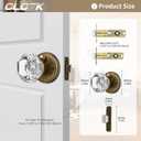 Glass Door Knobs Interior with Lock, Vintage Crystal Privacy Antique Brass Octagon Door Knobs for Bedroom Bathroom, 1 Pack