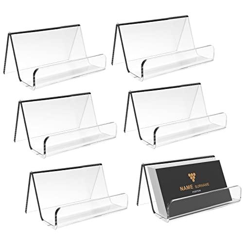 EMOMAS Acrylic Business Card Holder for Desk, Business Card Stand Desktop Business Card Holders for Exhibition Office Acrylic Business Card Stand Display ，Capacity: 50 Cards （6 Pack）…