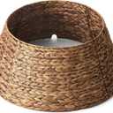 24in Hyacinth Christmas Tree Collar - Woven Rattan Basket for Christmas Tree Base Cover, Holiday Decoration for 4ft 6ft 7.5ft Artificial Trees with Cord Cut-Out(Brown)
