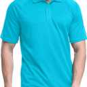 TIHEEN Golf Shirts for Men,Short Sleeve Moisture Wicking Proformance Big & Tall Polo Shirts (Blue)