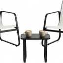 DUMOS 3 Piece Patio Furniture SetOutdoor Patio Furniture Set with Table, Patio Sectional Bistro Sets for Lawn, Garden, Balcony, Poolside (Grey)