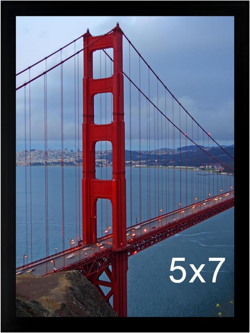 BESCRCL 5x7 Picture Frame Wall Hanging or Tabletop Photo Frame, Black, 1 Pack