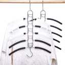 Nature Smile 4 Pack 5 in 1 Anti Slip Clothes Hangers,Space Saver Magic Metal Hangers,Multi Layers Wardrobe Clothes Rack,Heavy Duty Metal Blouse Hanger Closet Storage Organizer