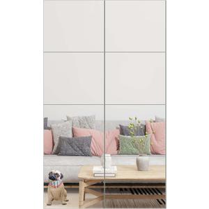 Ruomeng Full Length Wall Mirror Tiles - 12" x 10" x 8Pcs Frameless Full Body Mirror Tiles Wall Mounted Mirror for Home Gym Vanity Bedroom, Living Room