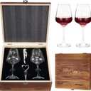 AW BRIDAL Wedding Gifts Bridal Shower Gifts Engagement Gift for Couples Newlyweds Mr & Mrs Wedding Wine Glasses Set of 2 - Wine Opener Wine Stopper with Engraved Wooden Keepsake Box
