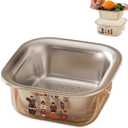 304 Stainless Steel Mini Vegetable Washing Basket 1.3QT Multifunctional Double-Layer Strainer - Ideal for Washing Vegetables, Fruits, Rice, and Draining Cooked Pasta in the Kitchen (A Happy Family)