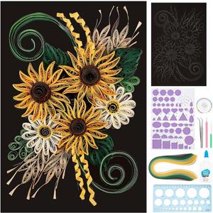 WEBEEDY Paper Quilling Kit DIY Sunflower Paper Filigree Kit with Quilling Strips Tool and Supplies Paper Quilling Set for Beginners Handmade Crafts Modern Room Wall Art Decor Gift,2127.9cm/8.311"