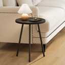 Round Side Table, Small End Table, Drink Table for Couch, Mini Tea Table for Sofa, Modern Accent Nightstand for Small Space, Living Room Bedroom LET521BK, 15.7x 15.7 x 20.8Inches