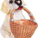 H&W Dog Candy Dish,Cute Key Bowl for Entryway Table,Dog Basket Statue,Resin Animal Sculptures Home Desk Decorations,Unique Funny Key Holder Bowl,Sundries Container Storage Basket