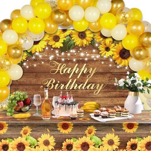 Sunflower Birthday Party Decorations Supplies Sunflower Balloon Arch Kit Include Backdrop Banner Tablecloths Balloons Garland for Theme Wedding Birthday Party Decor