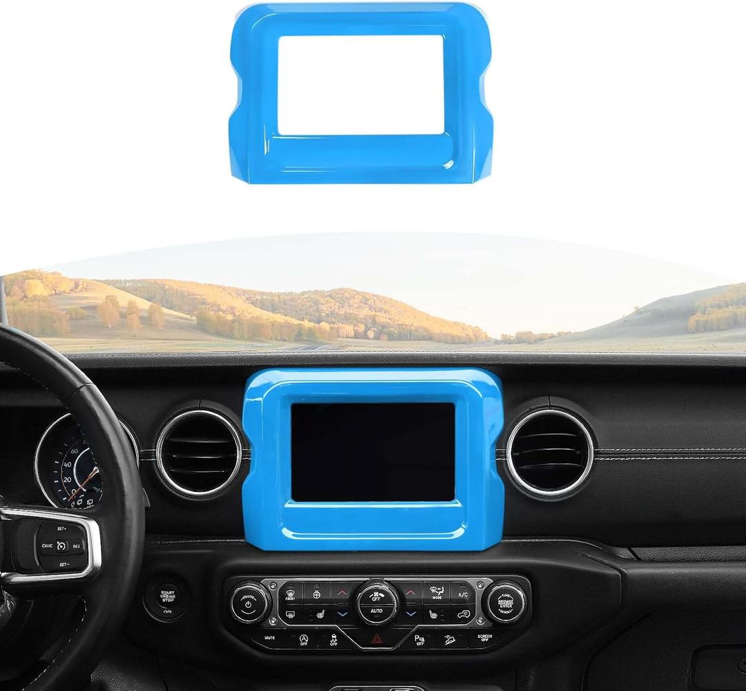 for Jeep JL Center Console Display Panel Frame Trim Cover for Jeep Wrangler JL JLU Gladiator JT 2018-2023 Baby Blue Interior Accessories 7 inch