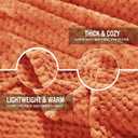 Exclusivo Mezcla Fleece Bed Blanket Queen Size, Super Soft and Warm Blankets for Couch, Sofa and Bed Waffle Textured, Cozy, Fuzzy and Lightweight (Burnt Orange, 90x90 Inches)