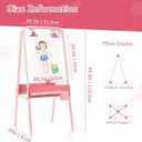 FUNLIO Foldable Outdoor Easel for Kids Aged 3+, Double-Sided Toddler Easel with 2 Acrylic Boards & 21 pcs Accessories, Waterproof & Sunproof Art Easel for Kids, Portable & Stable - Pink