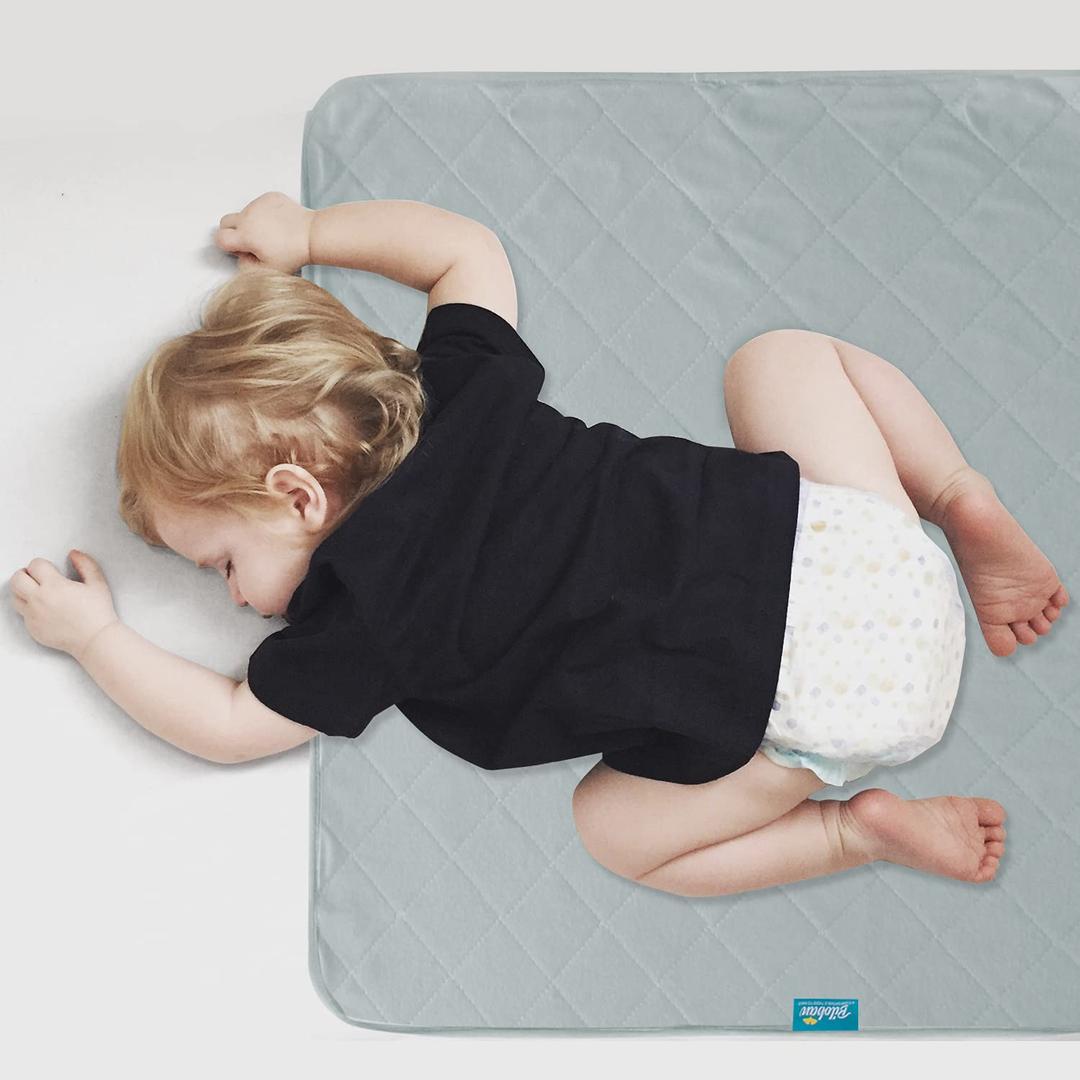 Waterproof Crib Mattress Protector 27" x 38", Non-Slip & Sturdy Mattress Pad Mat, 4 Layers Incontinence Bed Pad for Children Adults, Pets Training Pee Pad, Grey