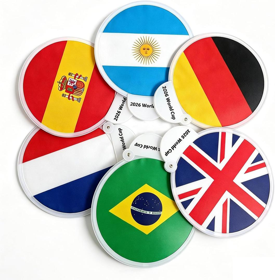 3 x World Cup Decorative Folding Hand Fans, 6 Pack, Lightweight Handheld Fans for Sports Events, Parties, Home Decor & Daily Use, Vibrant Festival Fan Decoration