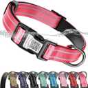 2 x Reflective Dog Collar with QR Code, Adjustable Dog Collar for Large Dogs, Soft Padded Dog Collars with Safety Locking Buckle, Rose
