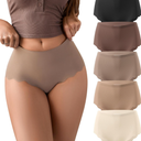 SHARICCA Seamless High Waisted Underwear for Women Cheeky Underwear Wave Edge No Show Bikini Panties Ribbed Panties Pack