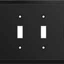 Henne Bery Modern Edge Decorative Wall Plate Switch Plate Outlet Cover, Durable Solid Zinc Alloy (Quad Toggle, Matte Black)