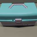 12in 3-Layer Plastic Craft Organizers and Storage, Portable Folding Tackle Box with Handle & Adjustable Dividers, Multipurpose Case for Sewing, Art Supplies, Medicine, Tools (Purple Blue)