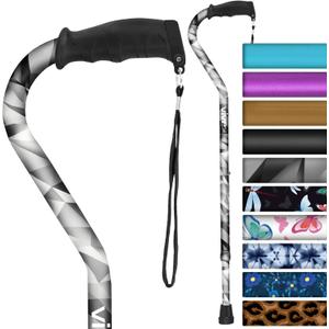 Vive Walking Cane for Women, Men, Elderly - Patented Offset Grip - Lightweight Adjustable Walking Aid with a Non-Slip Tip - Sturdy Balancing Mobility Aid for Seniors (Grey Poly)